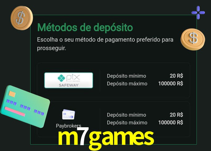 O cassino m7games oferece uma grande variedade de métodos de pagamento